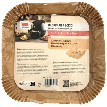 Heißluftfritteusen Backpapier 24x24cm