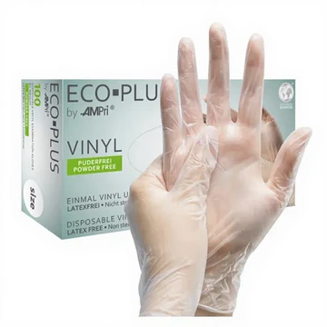 ECO·PLUS Puderfreie Vinyl-Einweghandschuhe, Medium, 100 Stück