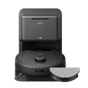 Eufy L60 Hybrid Robot Vacuum Cleaner with Mop and Self-Empty Station, Hair Detangling Technology, Up to 60 Days of Hands Free Cleaning, Ultra Strong 5,000 Pa Suction to Remove Hair, Dust, Mop Pad