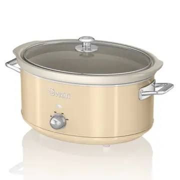 SWAN Retro Slow Cooker - Retro Cream, 6.5L, 320W, with 3 Temperature Settings, Keep Warm Function, SF17031CN