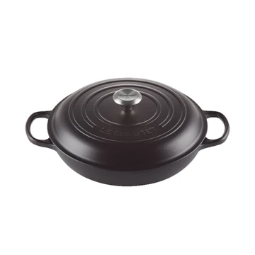 Le Creuset Signature Gusseisen-Gourmet-Topf Profi Round 26 cm 2,2 L für alle Herdarten einschließlich Induktion 4,205 kg Mattschwarz