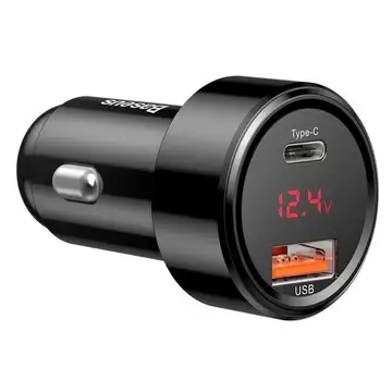 Baseus Magic Chargeur pour voiture à écran USB-C PD et USB-A 45 W - Noir