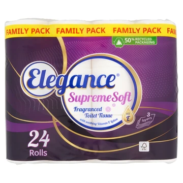 Elegance Supreme Soft Fragranced Toilet Tissue  24 Rolls Family Pack