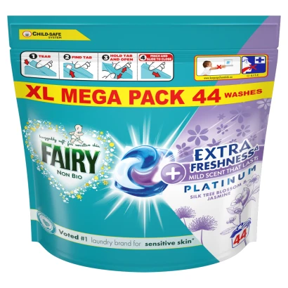 Fairy Non Bio Platinum PODS, 44 Washes, Silk Tree Blossom & Jasmine