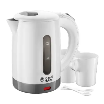 Russell Hobbs Travel Kettle 1kW, 0.85l, White, Compact, Fast Heat Up, Stylish - 23840