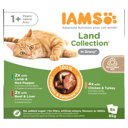 IAMS Delights Land Collection in Gravy Adult 1+ Years 8 x 85g (680g)