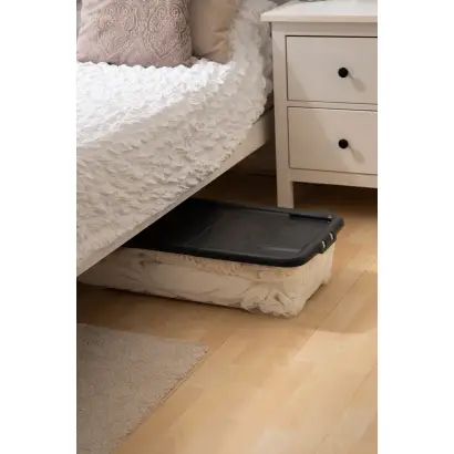 Strata 30L Curve Under Bed Box with Lid-Clear /Black Lid