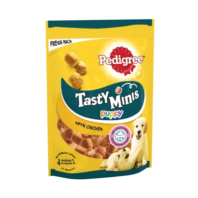 Pedigree Tasty Minis Puppy Dog Treats Chicken Chewy Cubes 125g