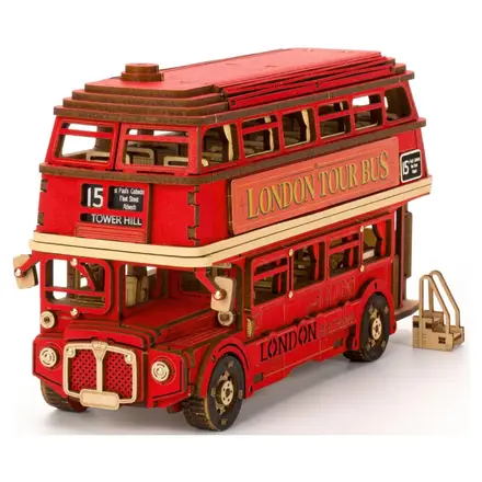Robotime Rolife London Tour Bus Wooden 3D Puzzle Building Toys 19.4 x 7.8 x 11.3 cm 1PC