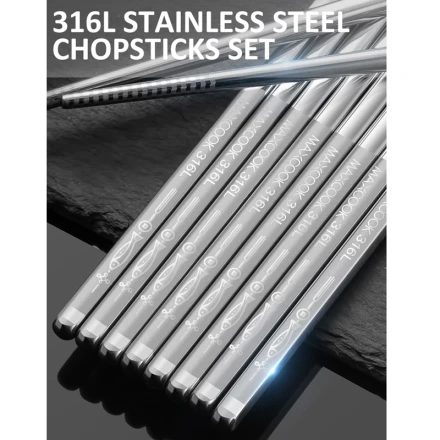 Maxcook Set of 5 Pairs 316LSS Chopsticks MCK1802