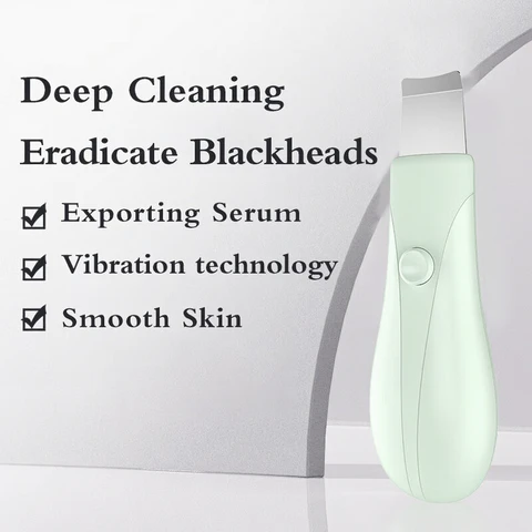 Qiweiny Dual-Mode Blackhead Remover Tools- Skin Scrubber Face Spatula | Battery/Handheld Face Scraper for Deep Cleansing, Skin Care Tool for Men and Women (Green)