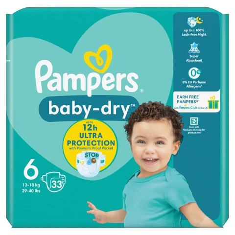 Pampers Baby-Dry Nappies Size 6 33 Pack