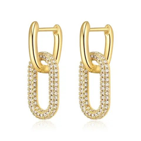 Ever Faith 14K Gold Plated Tiny Dainty Huggie Hoop Earrings with Cubic Zirconia