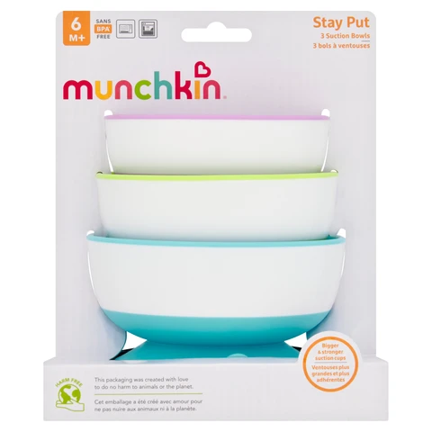 Munchkin Stay Put Suction Bowls 6+ months 3 Pack