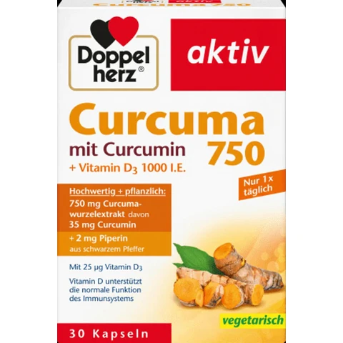 Doppelherz Curcuma 750 mit Curcumin + Vitamin D3 30 Stück