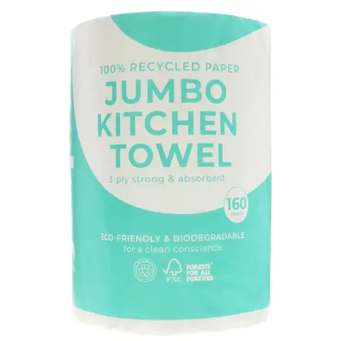 ECOLEAF BY SUMA Kitchen Towel Jumbo, 100% Recycled, 3-Ply, 1 Roll