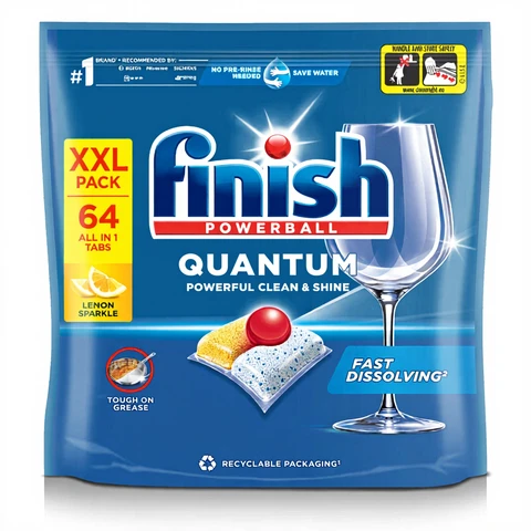Finish Quantum All in One Dishwasher Tablets, Lemon, 64 Capsules