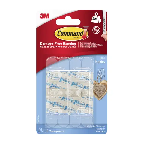 3M Command Mini Clear Hooks with Clear Strips