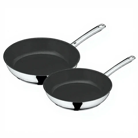WMF Devil B Antihaft-Bratpfanne mit Keramikbeschichtung, 24 cm + 28 cm, Silber