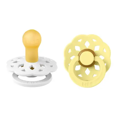 BIBS Soother Boheme Latex Size 2 6+ Months 2 Pack White/Sunshine