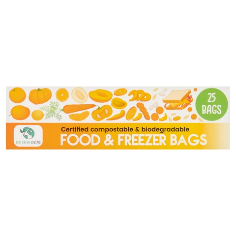 Eco Green Living Food and Freezer Bags 4L (25 Bags) 10g