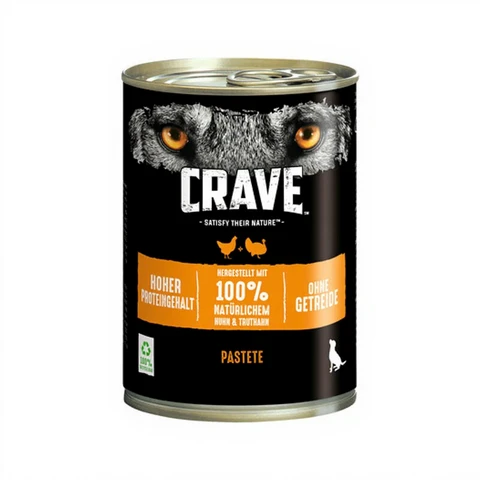 CRAVE Hundenahrung Adult Pastete mit Huhn & Truthahn 400 g