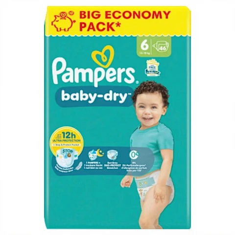 Pampers Baby Dry Gr. 6 Extra Large 13-18 kg Big Pack 46 St