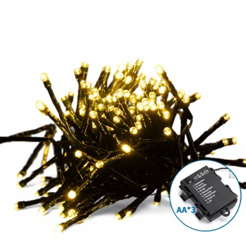 Aigostar Guirlande lumineuse plate à 3 piles AA, blanc chaud, 5 m