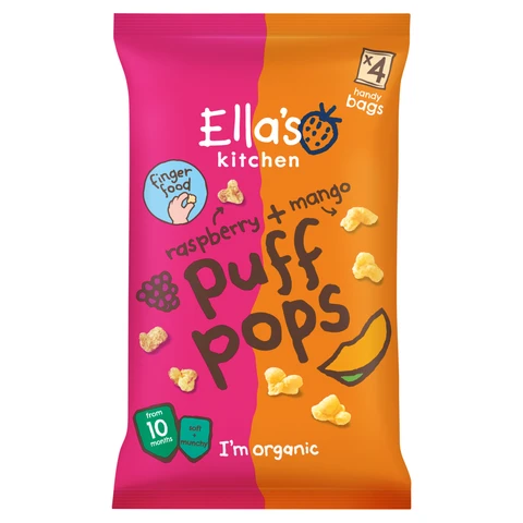 Ella's Kitchen Raspberry & Mango Puff Pops 10+ Months 4 x 9g