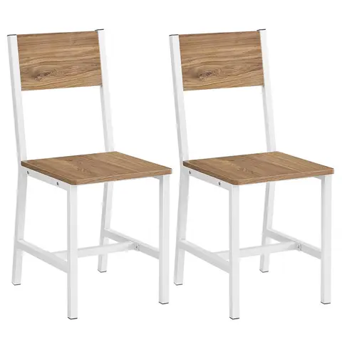 VASAGLE Dining Chairs Oak Effect/White 2pcs