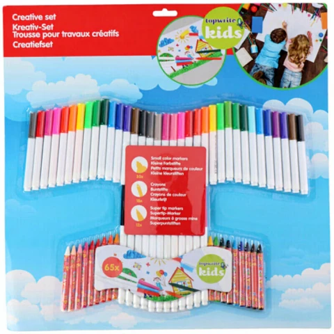 Coffret de dessin Coffret créatif Crayons de couleur Crayons de couleur - 65 outils de dessin inclus