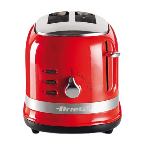Ariete Moderna AR1491 2-Scheiben-Toaster mit herausnehmbarer Krümelschublade, 815 W, rot, 29.00 cm*19.00 cm*21.00 cm