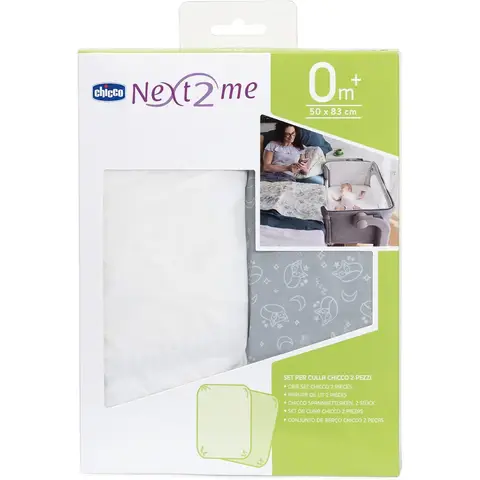 Chicco Next2Me Sheets    0 + Months  2 Pieces Grey Fox
