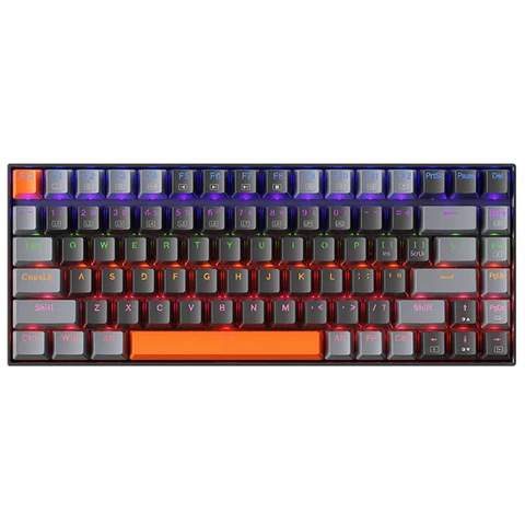 Machenike K500A-B84 Clavier filaire 75 %, disposition QWERTY US, interrupteur marron, rétroéclairage LED, gris foncé