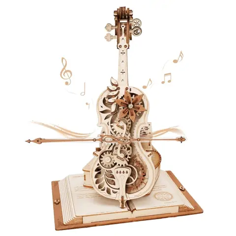 Robotime ROKR Magic Cello 3D Wooden Puzzle Building Toys 27.5x27.5x47.5cm 1PC,Home decoration, bookshelf decoration,Craft Gifts for Adults and Teens,Educational toys