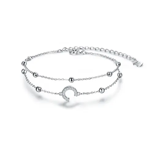 Ever Faith Cubic Zirconia Layered Initial Dainty Letter C Link Bracelets
