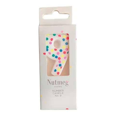 Nutmeg Cake Candle Spots Number 9 Multicolour