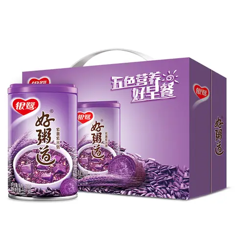 Yin Lu Haozhoudao Purple Sweet Potato & Purple Glutinous Rice Congee, 280g x 12 Cans
