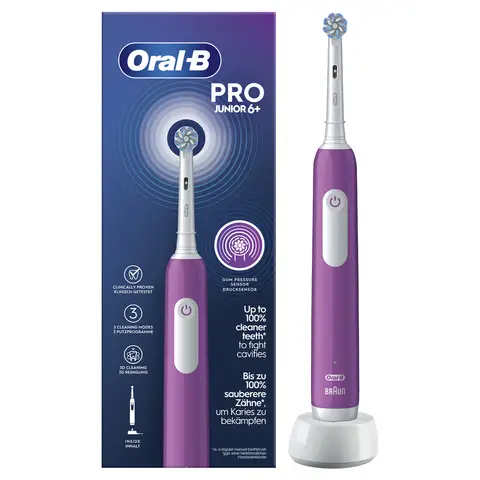 Oral‑B Pro Junior Electric Toothbrush, For Ages 6+, Purple