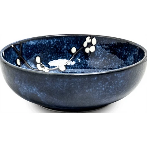 KOM Luxus - Schüssel - Japanisches Geschirr - Japanisches Tafelgeschirr - Hana Blau - 100% Porzellan - Schüssel - Hana Blau - Teller - Japanische Teller - Tellerset - Schüsseln - Hervorragende Qualität Ø15,5cm*H5cm
