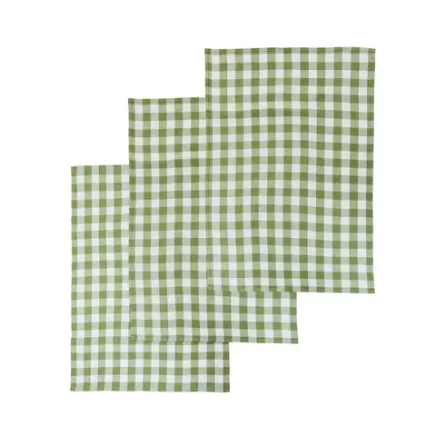 Maison by Premier Tea Towels Doro Cotton Check Green 3pcs