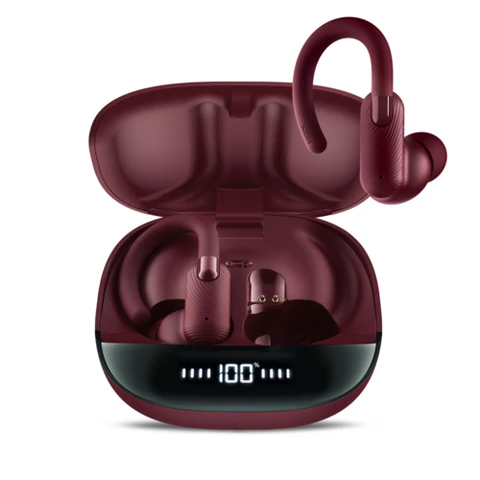 Mixx StreamBuds Sports Charge 2 Wireless Earbuds with Charging Case – Burgundy