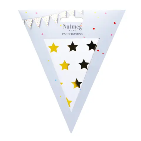 Nutmeg Party Bunting Flag Stars White/Gold