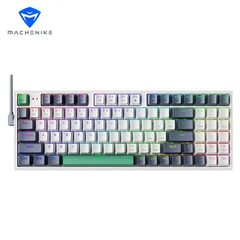 Machenike K500-B94 90% Mechanical Wired Keyboard, QWERTY US layout,  Red Switch RGB White