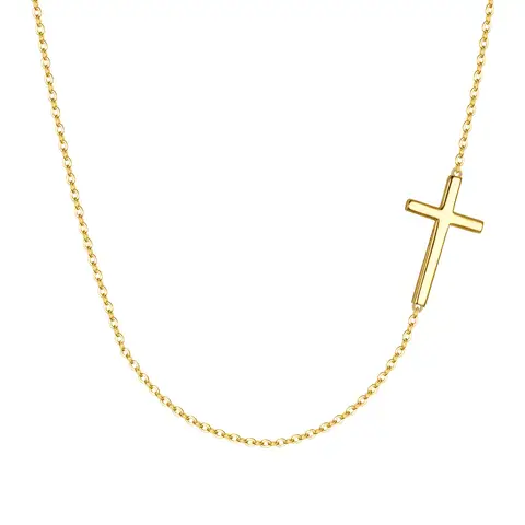 Ever Faith Simple Tiny Dainty Sideways Cross Choker Necklace