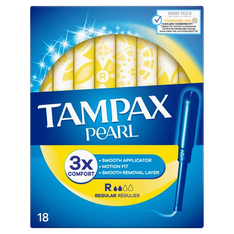 Tampax Pearl Regular Tampons With Applicator 18 Pads