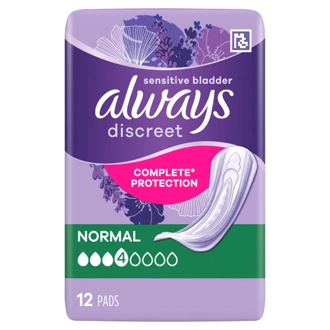 Always Discreet Incontinence Pads Women Normal 12 Pack