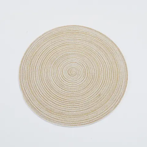 Placemats Woven Cotton Round Grey 4pcs