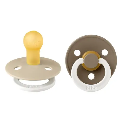 BIBS Soother Colour Latex Size 1 0+ Months 2 Pack Vanilla GLOW/Dark Oak GLOW
