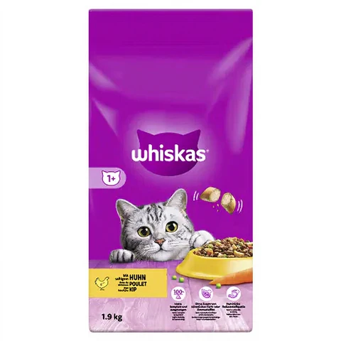 Whiskas Trockenfutter 1+ mit Huhn, 1,9 kg